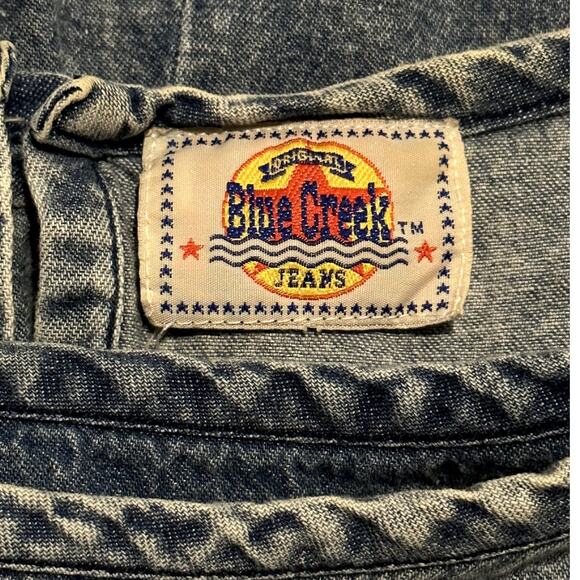 Vintage Blue Creek Jeans Embroidered Lagenlook Artsy 3/4 Wrap Denim Top 90s Y2K - Picture 6 of 7